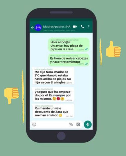 Conversación grupo whatsapp de madres colegio