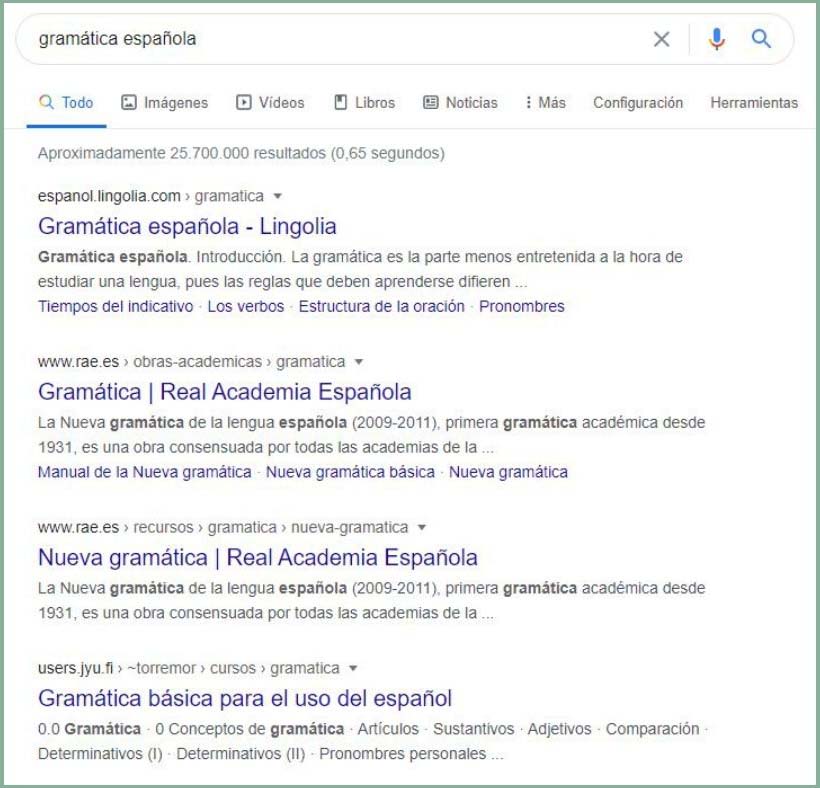 captura de una búsqueda en Google
